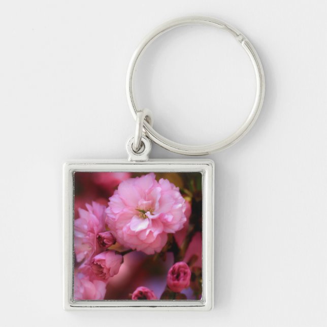 Porte-clés Belles fleurs de cerisiers rose printemps (Devant)