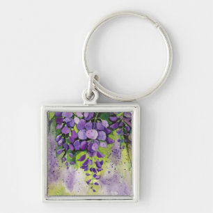 Porte-clés Belles Fleurs De Wisteria En Aquarelle