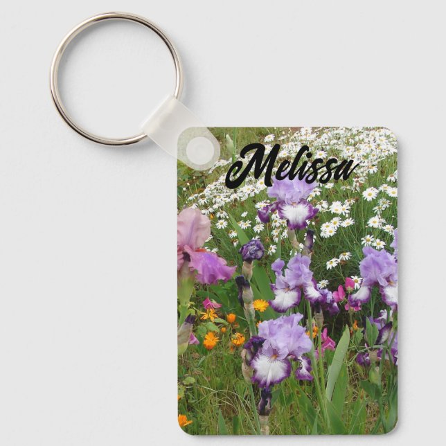 Porte-clés Belles Iris Violets Irides fleur floral Jardin (Recto)