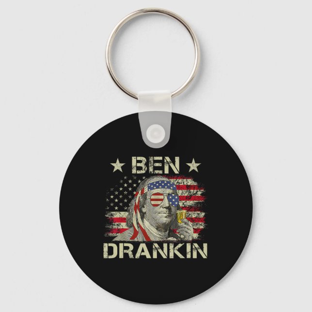 Porte-clés Ben Drankin Benjamin Franklin 4 juillet drôle Dr (Recto)