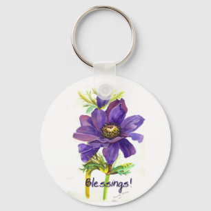 Porte-clés Bénédictions pourpres de fleur