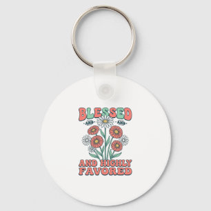 Porte-clés Béni et hautement favorisé design floral vintage_1