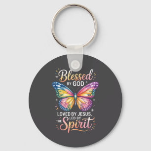 Porte-clés Béni par Dieu - Aimé par Jésus Papillon