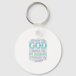 Porte-clés Béni par Dieu gâté par mon mari conception de t-sh