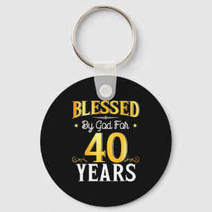 Porte-clés Béni par Dieu pendant 40 ans 40e anniversaire homm