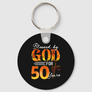 Porte-clés Béni par Dieu pendant 50 ans Cadeau 50e anniversai