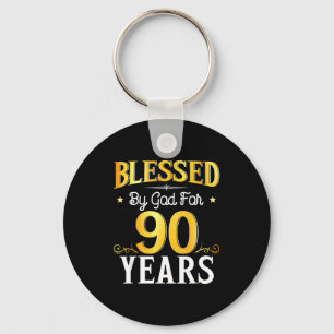 Porte-clés Béni par Dieu pendant 90 ans 90e anniversaire Homm