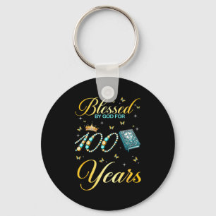 Porte-clés Béni par Dieu pour 100 ans 100e anniversaire Wo