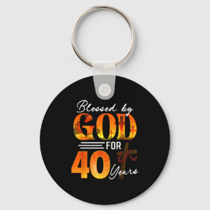 Porte-clés Béni par Dieu pour 40 ans Cadeau 40e anniversaire