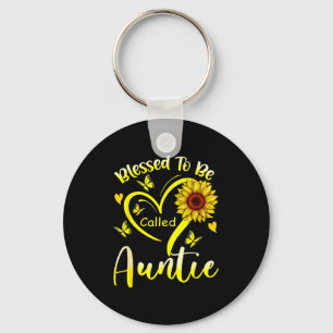 Porte-clés Bénie d'être appelée tante tournesol floral