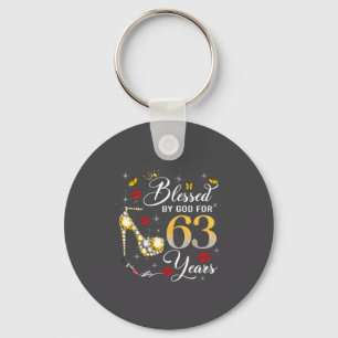 Porte-clés Bénie par Dieu pour les femmes de 63 ans 63e anniv