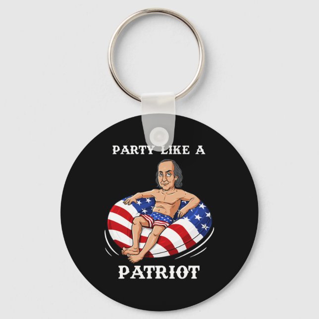 Porte-clés Benjamin Franklin 4 juillet USA Patriot Fun (Recto)