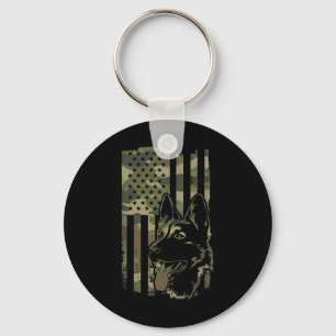 Porte-clés Berger Allemand - Amoureux des Chiens Drapeau USA