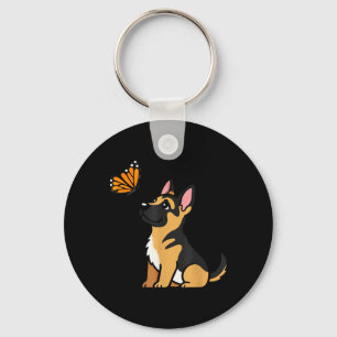 Porte-clés Berger Allemand Et Papillon Chien Mignon Papillon