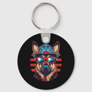 Porte-clés Berger Allemand Patriotique Chien Américain Quatri
