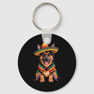 Porte-clés berger allemand sombrero mexicain mexique cinco de