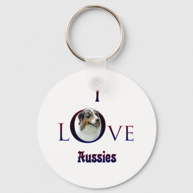 Porte-clés Berger australien I Love (Recto)