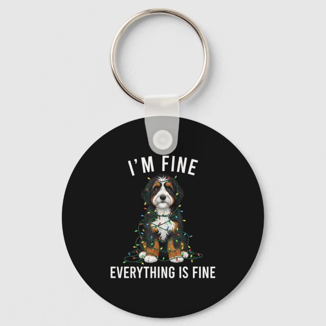 Porte-clés Bernedoodle Christmas I'm Fine Everything Is Fine  (Recto)