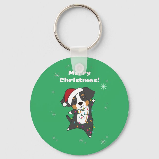 Porte-clés Bernese Joyeux Noël Joyeux Chiens de Noël Joyeux K (Recto)