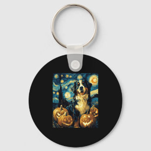 Porte-clés Bernese Mountain Cute Dog Halloween Jack-o'-lanter