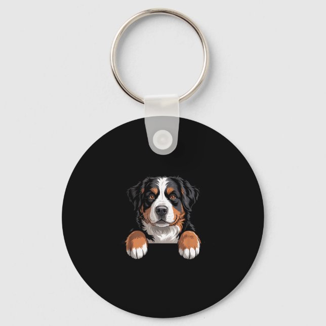 Porte-clés Bernese Mountain Dog Funny Peeking Cket Berner Pup (Recto)