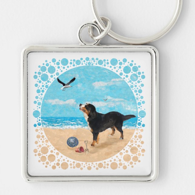 Porte-clés Bernese Mt. Dog à la Plage (Devant)