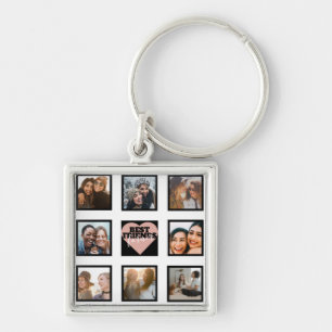 Porte-clés BEST AMIS Photo Collage Rose Gold Heart