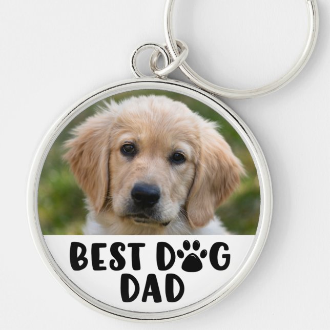 Porte-clés BEST CHIEN DAD Empreinte de patte Photo personnali (Devant)