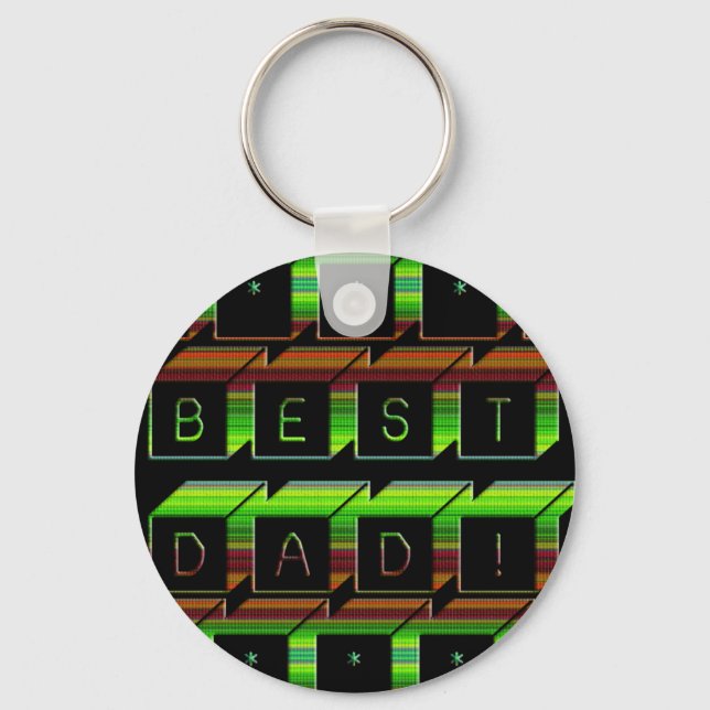 Porte-clés Best Dad Block Text Green and Brown (Recto)