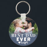 Porte-clés Best Dad Ever Personalized Photo<br><div class="desc">Best Dad Ever Personalized Photo Keychain. This personalized “Best Dad Ever” keychain is a meaningful keepsake designed to celebrate Dad wherever he goes. The design features a bold blue gradient that adds a modern, polished look while highlighting the typography. “Best Dad Ever” is displayed prominently, with the option to change...</div>