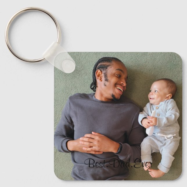 Porte-clés Best Dad Ever Personalized Photo Double Sided (Recto)