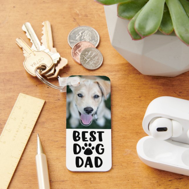 Porte-clés BEST DOG Empreintes de pattes DAD 2 Photos Nom (Bureau)