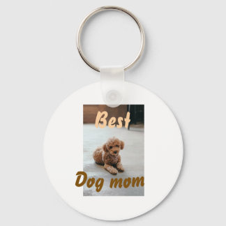 Porte-clés Best dog mom brown puddle pet dog cat mothers day 