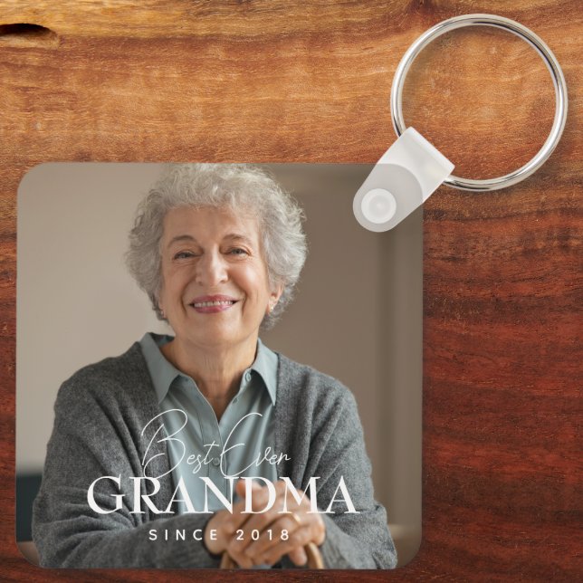 Porte-clés Best Ever Grandma Since 20XX Simple Elegant Photo (Verso)
