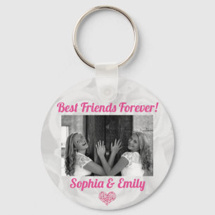 Porte-clés Best Friends Besties BFF Add Photo Names Cute Pink