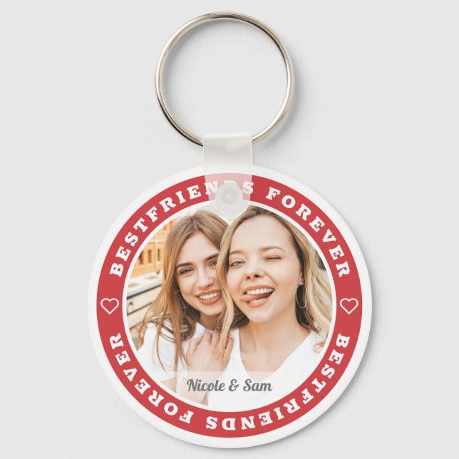 Porte-clés BEST-Friends Forever BFF Modern Custom Photo (Recto)