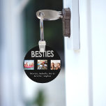 Porte-clés Best friends forever BFF photo names black silver<br><div class="desc">A gift for your best friend(s) for birthdays,  Christmas or a special event. Faux silver balloon style text: Besties.  Personalize and use your own photos and names. A classic black background.</div>