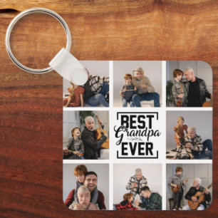 Porte-clés Best Grandpa Ever 8 Photo Collage Keychain