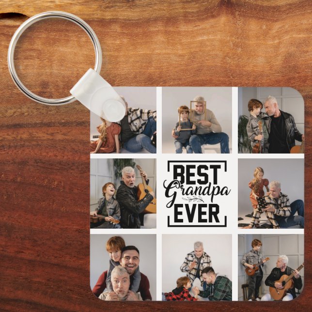 Porte-clés Best Grandpa Ever 8 Photo Collage  Keychain (Recto)
