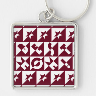 Porte-clés Best Mama Red and White Pattern with Stars