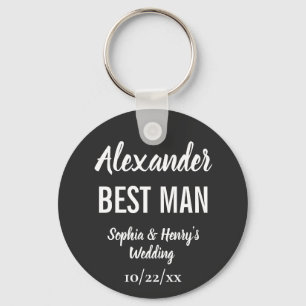 Porte-clés Best Man Modern Typography Script Black Wedding