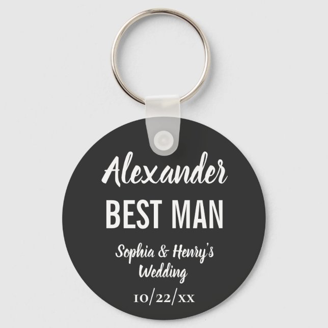 Porte-clés Best Man Modern Typography Script Black Wedding (Recto)