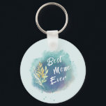 Porte-clés Best Mom Ever Blue Watercolor Botanical Keychain<br><div class="desc">Our Best Mom Ever Watercolor Floral Blue Keychain is the perfect way to show your mom just how much you care. Featuring a beautiful watercolor design in shades of blue, this keychain is both stylish and practical. The "Best Mom Ever" message is a heartfelt way to let your mom know...</div>
