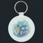 Porte-clés Best Mom Ever Blue Watercolor Botanical Keychain<br><div class="desc">Our Best Mom Ever Watercolor Floral Blue Keychain is the perfect way to show your mom just how much you care. Featuring a beautiful watercolor design in shades of blue, this keychain is both stylish and practical. The "Best Mom Ever" message is a heartfelt way to let your mom know...</div>