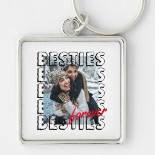 Porte-clés Besties modernes Forever Typographie Photo Overlap