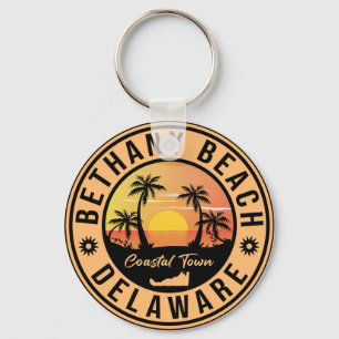 Porte-clés Bethany Beach Delaware Palmiers Retro Sunset 80s