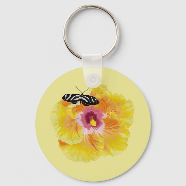 Porte-clés Beurre Fleur croix point (Recto)