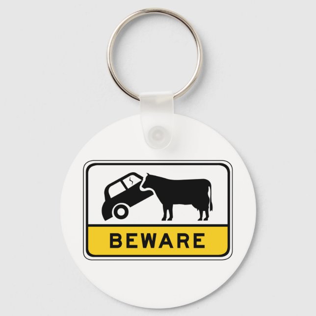 Porte-clés Beware of Cows, Traffic Warning Sign, Australia (Recto)