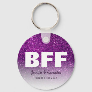 Porte-clés BFF Purple Gold Glitter Personalized Best Friends