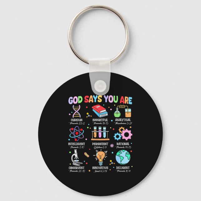 Porte-clés Bible chrétienne Dieu dit que vous êtes science bi (Recto)
